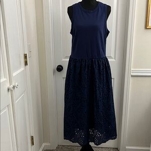 Grace Karin Navy Sleeveless Maxi Dress with Eyelet Skirt Panel